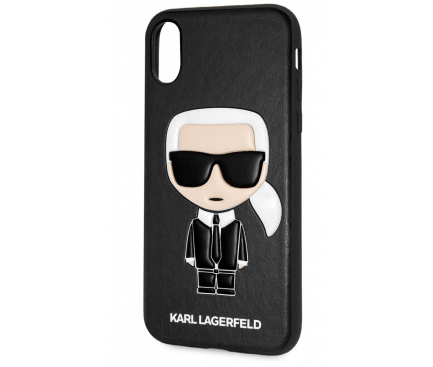 Husa TPU Karl Lagerfeld Ikonik Full Body pentru Apple iPhone X / Apple iPhone XS, Neagra KLHCPXSLFKBK 