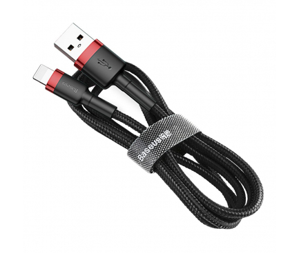 Cablu Date si Incarcare USB la Lightning Baseus Cafule, 2A, 3 m, Negru - Rosu, Blister CALKLF-R91 