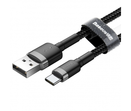 Cablu Date si Incarcare USB la USB Type-C Baseus Cafule, 2A, 3 m, Gri - Negru, Blister CATKLF-UG1 