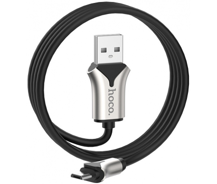 Cablu Date si Incarcare USB la MicroUSB HOCO U67 Soft silicone, 2.4A, 1.2 m, Negru, Blister 