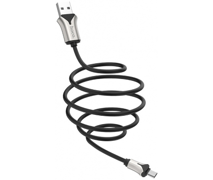 Cablu Date si Incarcare USB la MicroUSB HOCO U67 Soft silicone, 2.4A, 1.2 m, Negru, Blister 