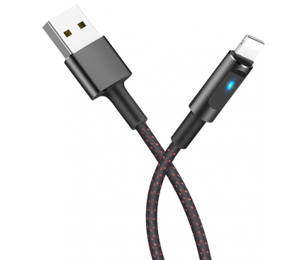 Cablu Date si Incarcare USB la Lightning HOCO U47 Essence, Smart Power Off, Led, 2.4A, 1.2 m, Negru, Blister 