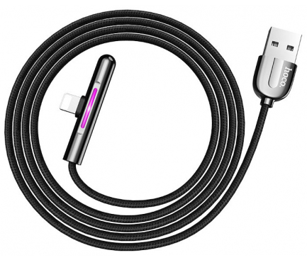 Cablu Date si Incarcare USB la Lightning HOCO U65 Colorful Magic Wand Gaming, 2.4A, 1.2 m, Negru, Blister 