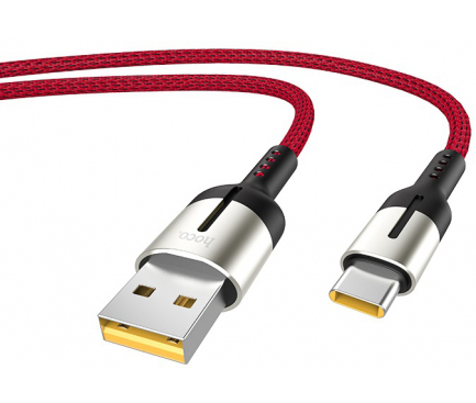 Cablu Date si Incarcare USB la USB Type-C HOCO U68 Gusto Flash, 5A, 1.2 m, Rosu, Blister 