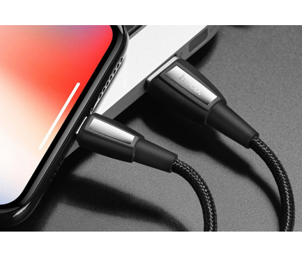 Cablu Date si Incarcare USB la Lightning HOCO X39 Titan, 2.4A, 1 m, Negru, Blister 