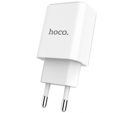 Incarcator Retea cu cablu MicroUSB HOCO C62A Victoria, 2.1A, 2 X USB, Alb, Blister 