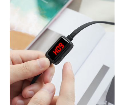 Cablu Date si Incarcare USB la Lightning HOCO S4, Afisaj Led, 2.4A, 1.2 m, Negru, Blister 