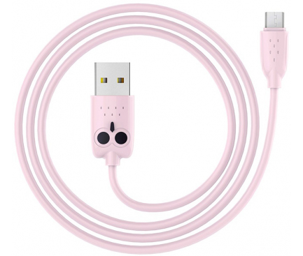 Cablu Date si Incarcare USB la MicroUSB HOCO KX1 Kikibelief Owl, 2.4A, 1 m, Roz, Blister 