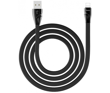 Cablu Date si Incarcare USB la Lightning HOCO U57 Twisting, 2.4A, 1.2 m, Negru, Blister 