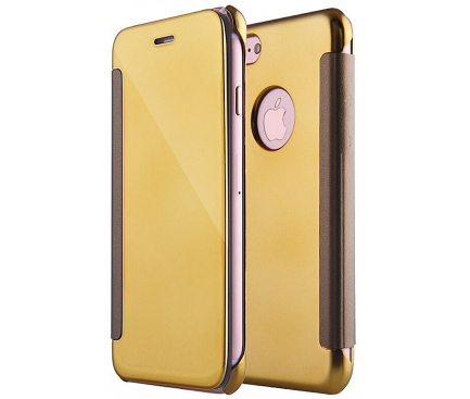 Husa Piele Tellur Mirror pentru Apple iPhone 7 / Apple iPhone 8, Aurie, Blister TLL185191 