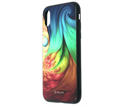 Husa Poliuretan Tellur Glass Print, cu spate din sticla pentru Apple iPhone X / Apple iPhone XS, Mesmeric, Multicolor, Blister TLL121295 