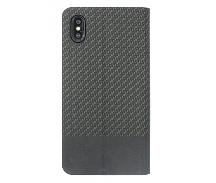 Husa Plastic Tellur Book Carbon pentru Apple iPhone XS Max, Neagra, Blister TLL118313 