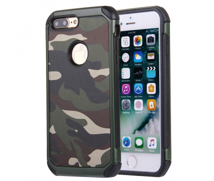 Husa Plastic - TPU OEM Camouflage Antisoc pentru Apple iPhone 7 Plus / Apple iPhone 8 Plus, Verde, Bulk 