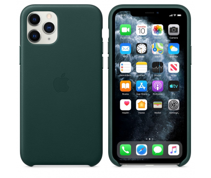 Husa Piele Apple iPhone 11 Pro, Verde, Blister MWYC2ZM/A 