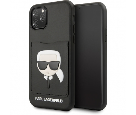 Husa TPU Karl Lagerfeld CardSlot pentru Apple iPhone 11 Pro Max, Neagra KLHCN65CSKCBK