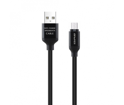 Cablu Date si Incarcare USB la MicroUSB Awei CL-81, 1 m, Negru, Bulk 