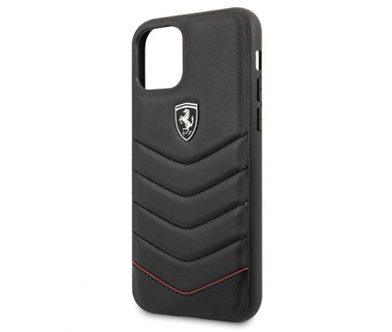 Husa Piele - TPU Ferrari pentru Apple iPhone 11 Pro, Heritage Quilted, Neagra FEHQUHCN58BK