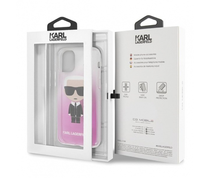 Husa TPU Karl Lagerfeld pentru Apple iPhone 11 Pro, Gradient Ikonik Karl, Roz, Blister KLHCN58TRDFKPI 