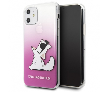 Husa TPU Karl Lagerfeld pentru Apple iPhone 11, Choupette Fun, Roz KLHCN61CFNRCPI