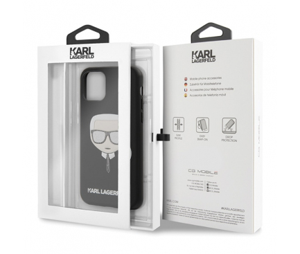 Husa Piele Karl Lagerfeld pentru Apple iPhone 11 Pro, Iconik Embossed & Glitter, Neagra KLHCN58GLBK