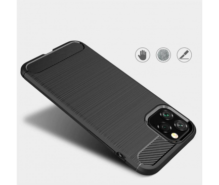 Husa TPU OEM Carbon pentru Apple iPhone 11 Pro Max, Neagra, Bulk 