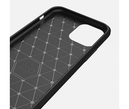 Husa TPU OEM Carbon pentru Apple iPhone 11 Pro Max, Neagra, Bulk 