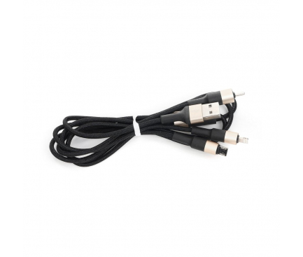 Cablu Incarcare USB-A - Lightning / microUSB / USB-C HOCO X26 Xpress, 18W, 1m, Auriu