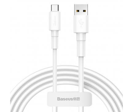 Cablu Date si Incarcare USB la USB Type-C Baseus 3A, 1 m, Alb, Blister CATSW-02 