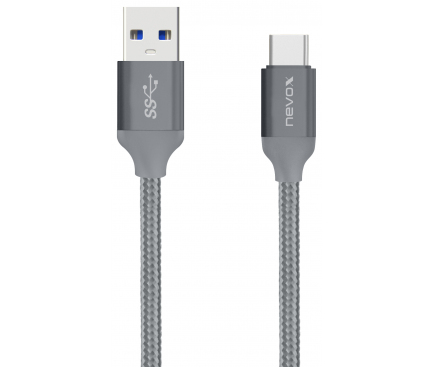 Cablu Date si Incarcare USB la USB Type-C Nevox 1457, USB 3.1, 1 m, Gri TC-1457