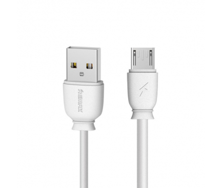 Cablu Date si Incarcare USB la MicroUSB Remax Suji RC-134m, 2.1A, 1 m, Alb