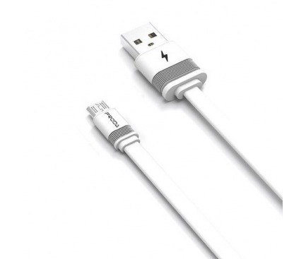Cablu Date si Incarcare USB la MicroUSB Proda Fenche PD-B17m, 3A, 1 m, Alb, Blister 
