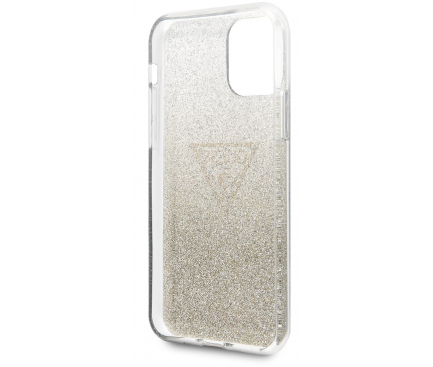 Husa Plastic - TPU Guess Solid Glitter pentru Apple iPhone 11 Pro, Aurie, Blister GUHCN58SGTLGO 