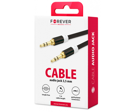 Cablu Audio 3.5 mm la 3.5 mm Forever Audio, 1 m, Negru