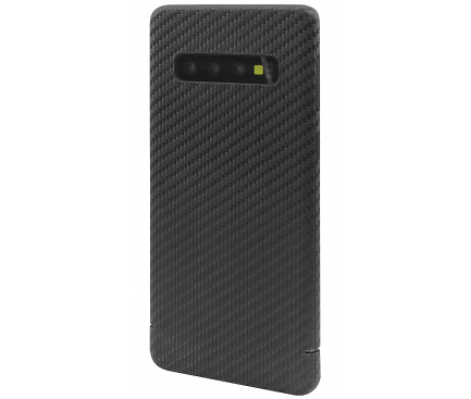 Husa Fibra Carbon Nevox pentru Samsung Galaxy S10+ G975, CarbonSeries, Neagra, Blister 