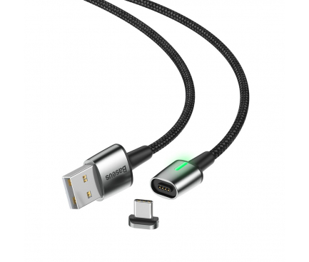 Cablu Incarcare USB la USB Type-C Baseus Zinc Magnetic, 2A, 2 m, Led, Negru CATXC-B01