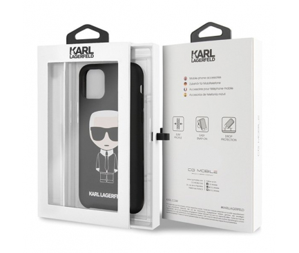 Husa TPU Karl Lagerfeld Iconic pentru Apple iPhone 11, Neagra KLHCN61SLFKBK