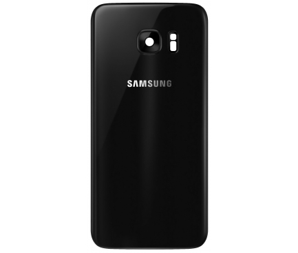 Capac Baterie - Geam Camera Spate - Geam Blitz Samsung Galaxy S7 Edge G935, Negru, Second Hand