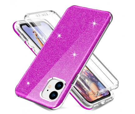 Husa TPU OEM Shockproof Glitter Full Cover pentru Apple iPhone 11, Mov