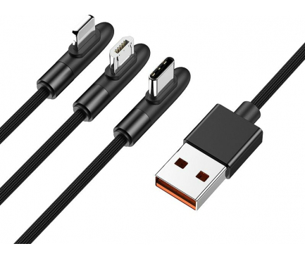 Cablu Incarcare USB la Lightning - USB la MicroUSB - USB la USB Type-C Joyroom S-M98K, 3 in 1, 3.5A Fast Charging, 1.2 m, Negru, Blister 