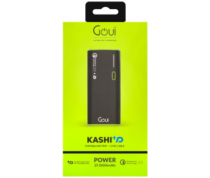 Baterie Externa Powerbank Goui Kashi +D, 17000 mA, Power Delivery (PD) 18W + Quick Charge 3 18W, 1 x USB Type-C - 1x USB, Neagra G-EBQ17PD-K