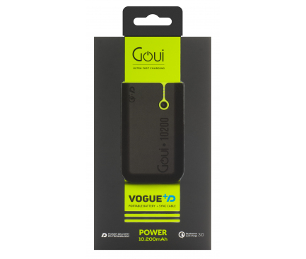 Baterie Externa Powerbank Goui Vogue, 10200 mA, Power Delivery (PD) 18W + Quick Charge 3 18W, 1 x USB Type-C - 1 x USB, Neagra G-EB10PD-K
