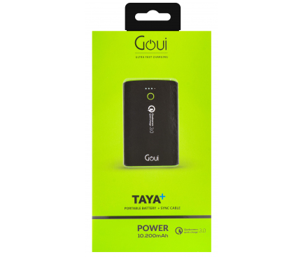 Baterie Externa Powerbank Goui Taya+, 10200 mA, Quick Charge 3.0 18W, 2 x USB, Neagra G-EBQ12K01K