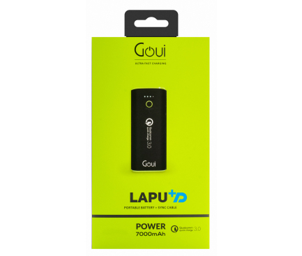 Baterie Externa Powerbank Goui Lapu +D, 7000 mA, Power Delivery (PD) + Quick Charge 3.0, 18W, 1x USB-Type-C - 1 x USB, Neagra G-EBQ7PD-K