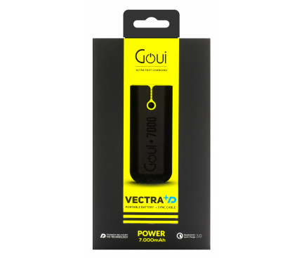 Baterie Externa Powerbank Goui Vectra, 7000 mA, Power Delivery (PD) 18W + Quick Charge 3 18W, 1 x USB Type-C - 1 x USB, Neagra G-EB7PD-K