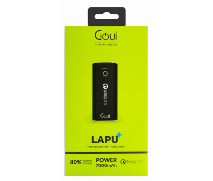 Baterie Externa Powerbank Goui Lapu+, 7000 mA, Quick Charge 3, 18W, 1 x USB, Neagra G-EBQ7K01K