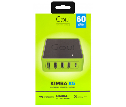 Incarcator Retea Statie USB Goui KIMBA X5, Quick Charge 3 + PD, 60W, 1 X USB Tip-C - 4 x USB, Negru G-60WUSBPD