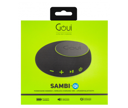 Boxa Bluetooth Goui Sambi cu incarcare Fast Wireless 10W (QI) si baterie externa, Neagra G-SPEEKERWIRE4-K