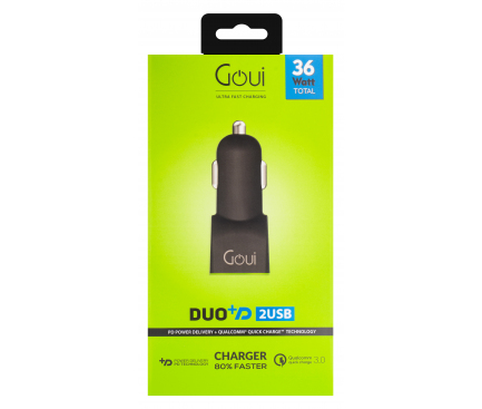 Incarcator Auto USB Goui Duo +D, Quick Charge 3.0 + PD, 36W, 1 X USB - 1 x USB Type-C, Negru G-CARPD36W-K