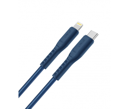 Cablu Date si Incarcare USB-C - Lightning UNIQ Flex, 18W, 1.2m, Albastru