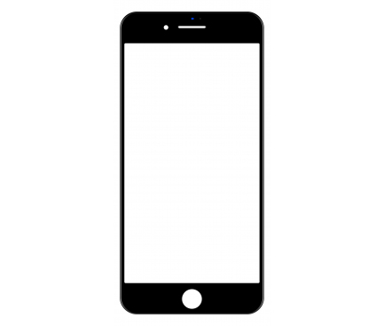 Geam Ecran Apple iPhone 8 Plus, cu rama si adeziv OCA, Negru